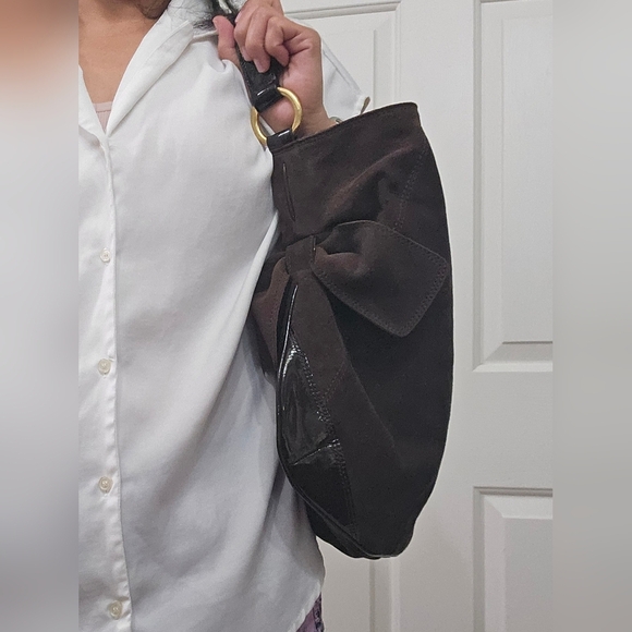 Liz Claiborne Leather Hobo Brown Suede Bag - Picture 10 of 12